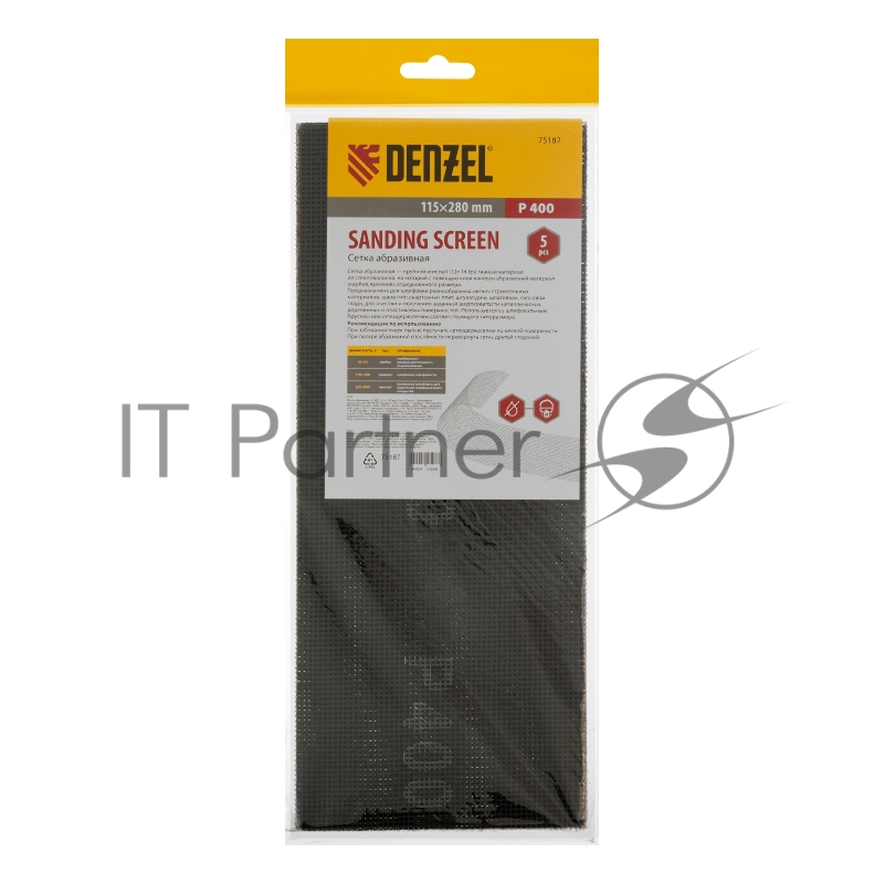 Сетка абразивная, P 400, 115 х 280 мм, 5 шт.// Denzel