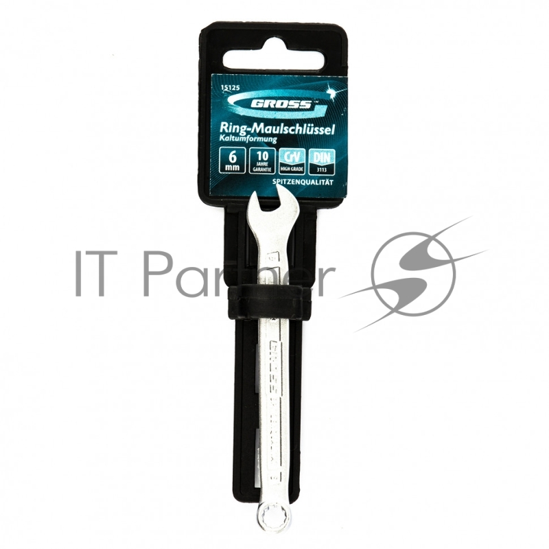 Ключ комбинированный 6 мм, CrV, холодный штамп// Gross