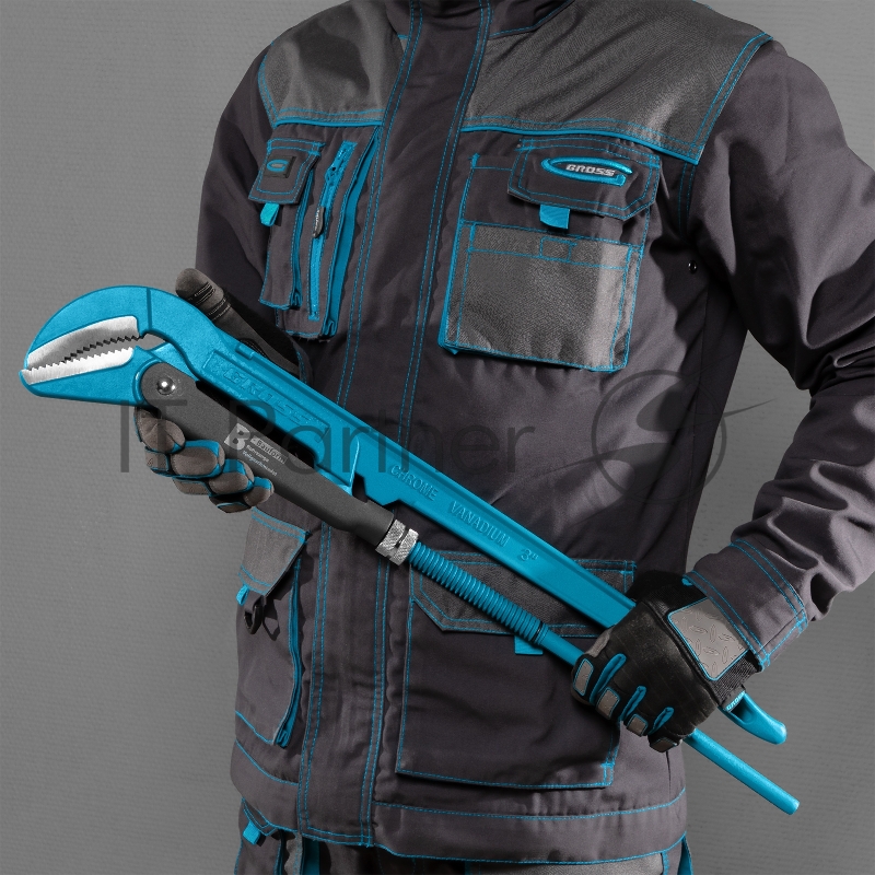 Ключ трубный рычажный, №2, 1,5, цельнокованый, CrV, тип B// Gross