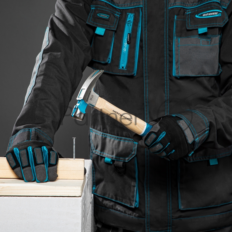 Молоток-гвоздодер,280 г, угол 75, магнит, обрезиненная рукоятка AMERICAN HICKORY // GROSS