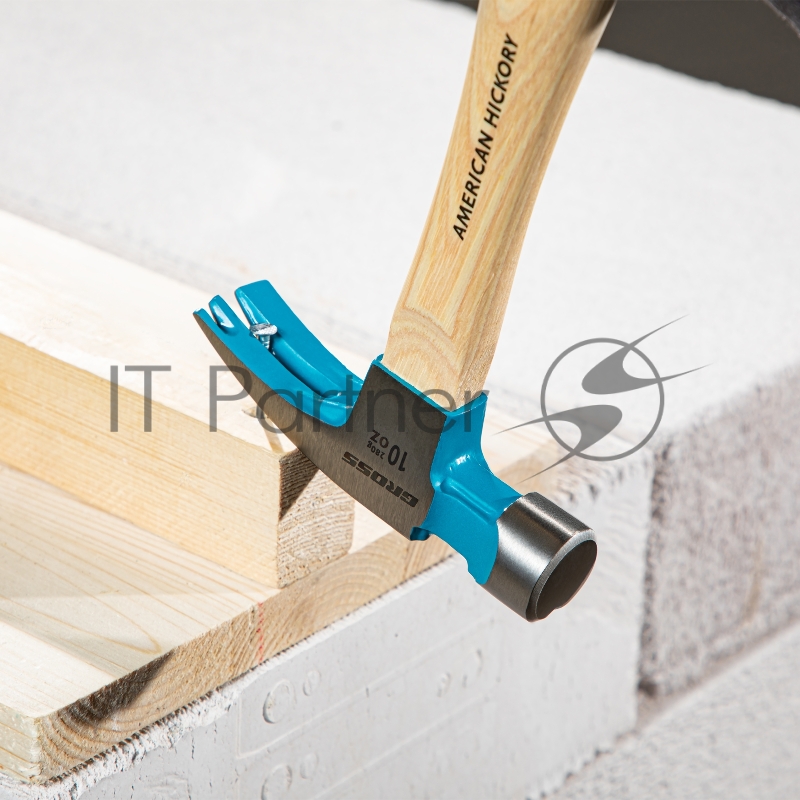 Молоток-гвоздодер,280 г, угол 75, магнит, обрезиненная рукоятка AMERICAN HICKORY // GROSS