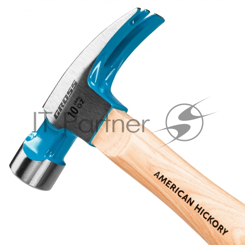 Молоток-гвоздодер,280 г, угол 75, магнит, обрезиненная рукоятка AMERICAN HICKORY // GROSS