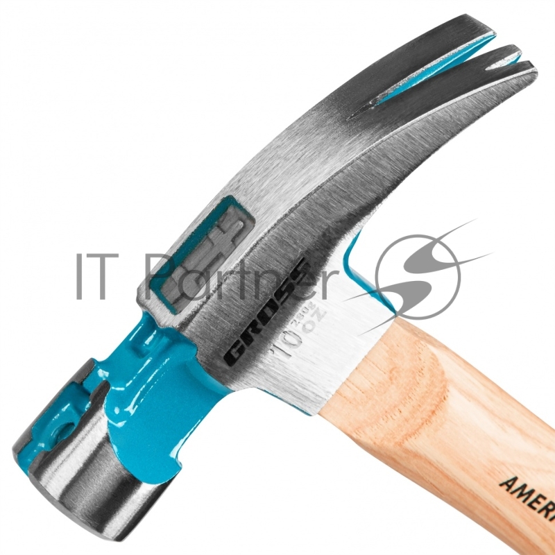 Молоток-гвоздодер,280 г, угол 75, магнит, обрезиненная рукоятка AMERICAN HICKORY // GROSS