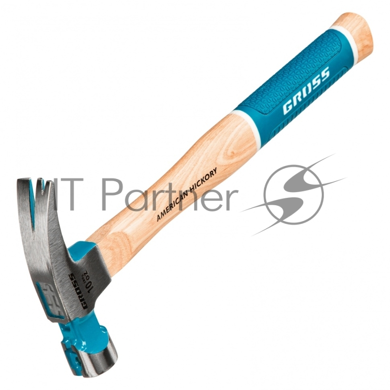 Молоток-гвоздодер,280 г, угол 75, магнит, обрезиненная рукоятка AMERICAN HICKORY // GROSS