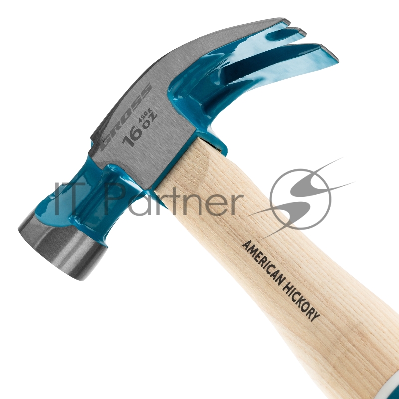 Молоток-гвоздодер,450 г, угол 45, магнит, обрезиненная рукоятка AMERICAN HICKORY // GROSS