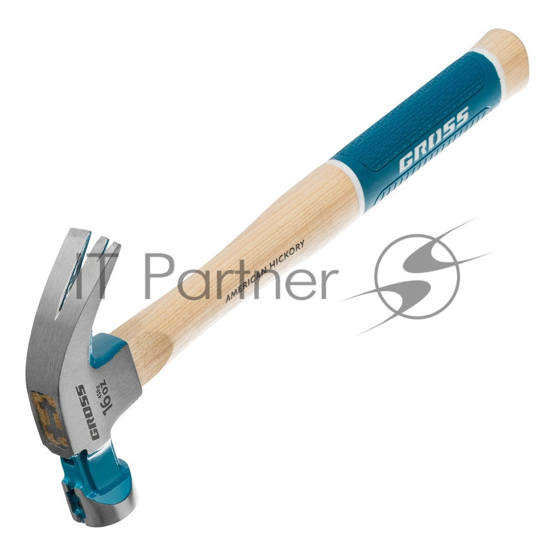 Молоток-гвоздодер,450 г, угол 45, магнит, обрезиненная рукоятка AMERICAN HICKORY // GROSS