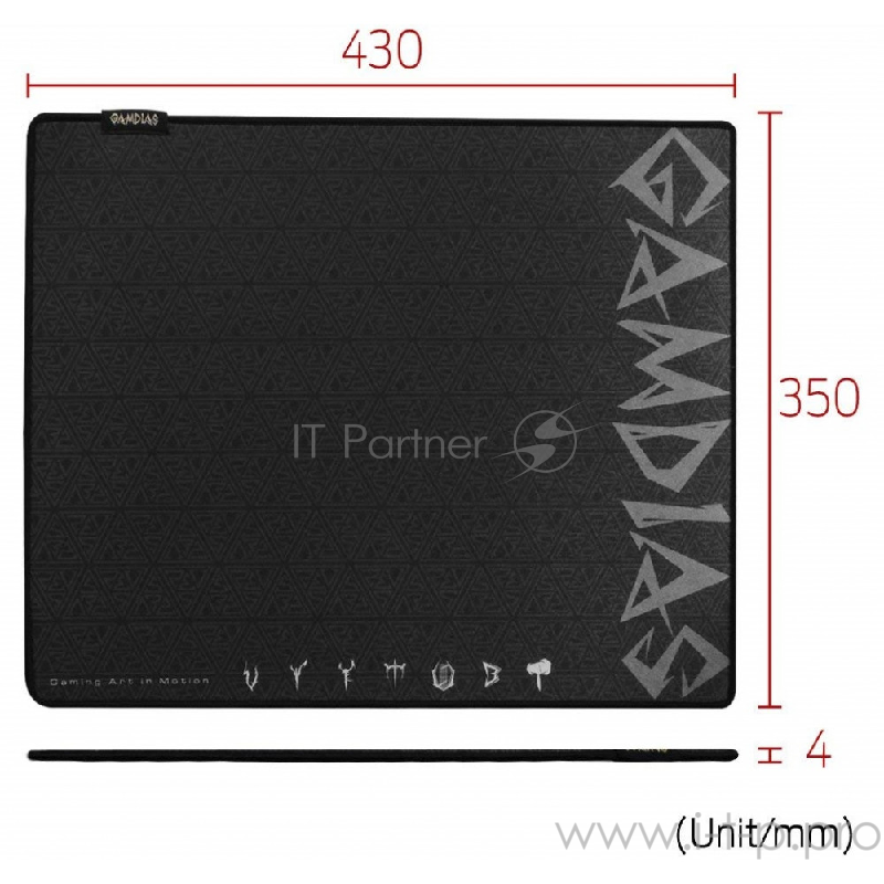 Gamdias NYX SPEED (L) игровой коврик для мыши (430 x 350 x 4, прострочка, Ткань, Природная резина)