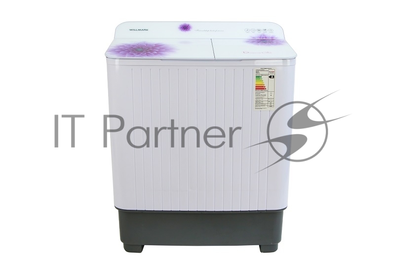 Стиральная машина WILLMARK WMS-85G (загрузка белья 8,5кг,1350 об/мин,стекл .крыш, насос.)Белое стекло, фиолетовые цветы