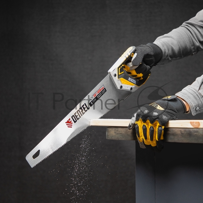 Ножовка по дереву, 450 мм, 9 TPI, зуб 3D, металлопластиковая рукоятка// Denzel