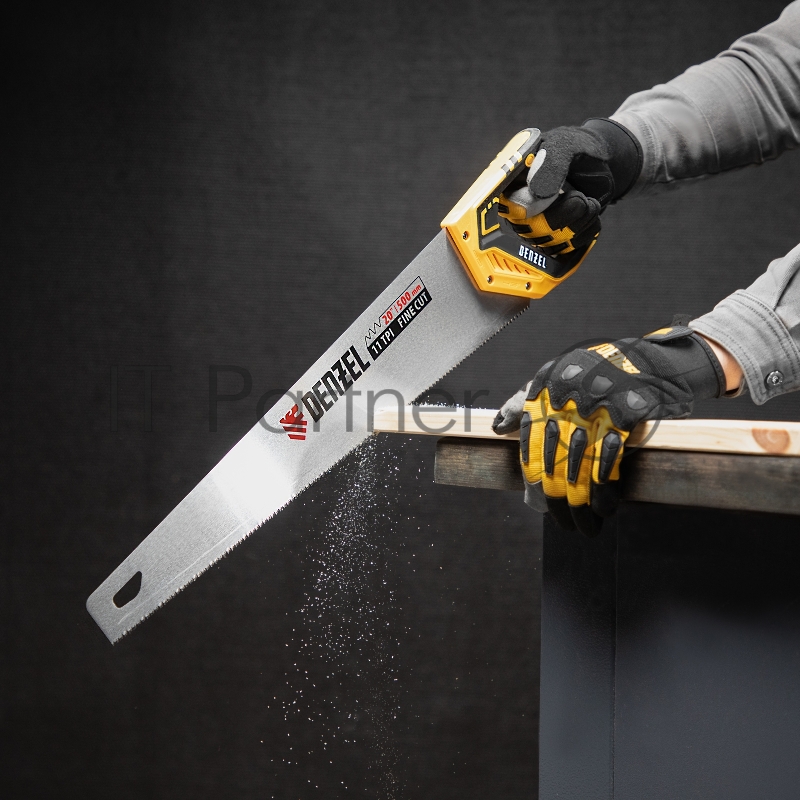 Ножовка по дереву, 500 мм, 11 TPI, зуб 3D, двухкомпонентная рукоятка// Denzel
