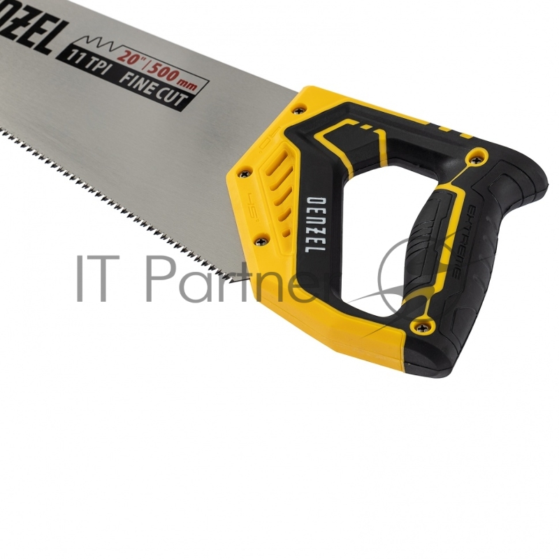 Ножовка по дереву, 500 мм, 11 TPI, зуб 3D, двухкомпонентная рукоятка// Denzel