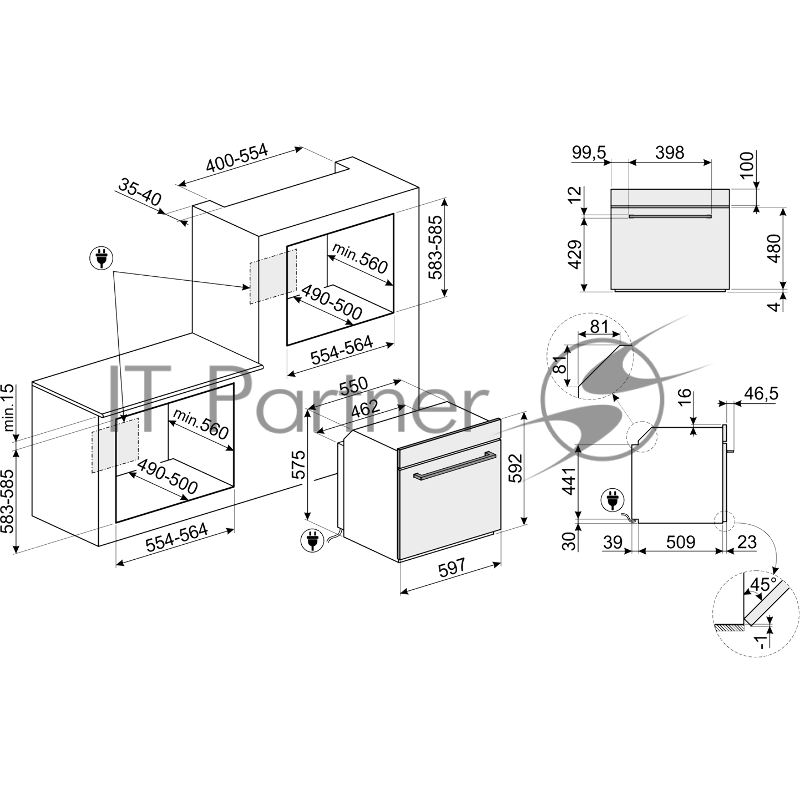 Встраиваемый духовой шкаф SMEG/ SMEG SF64M3VB Многофункциональный духовой шкаф, 60 см, белый