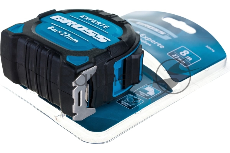 Рулетка Experte, 8 м x 27 мм, двухкомпон. корпус, магнит, двухстор. разметка, нейлон// Gross