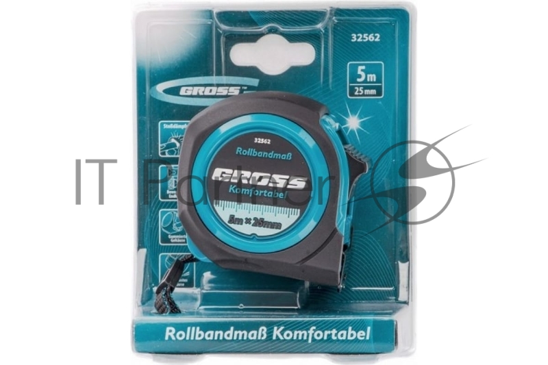 Рулетка Komfortabel, 5 м х 25 мм, обрезиненный корпус// Gross
