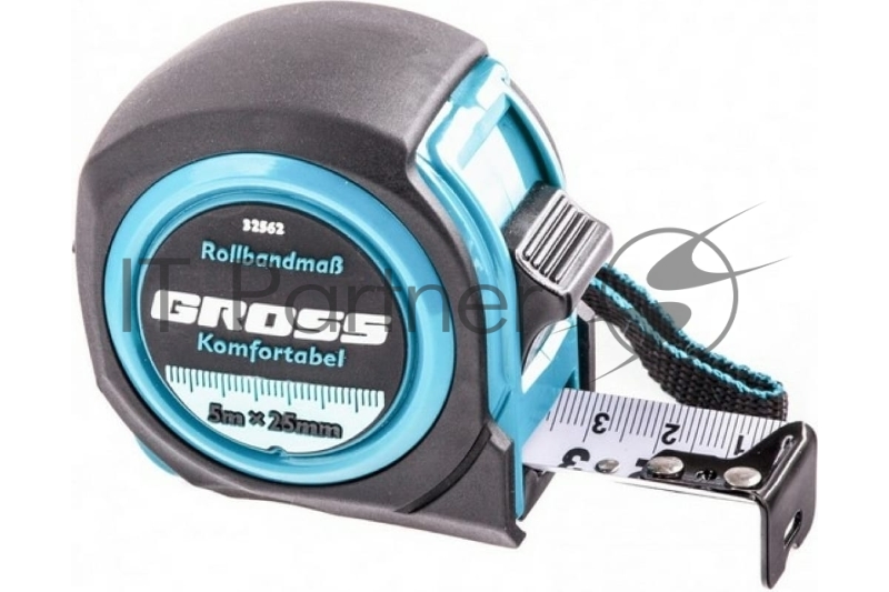 Рулетка Komfortabel, 5 м х 25 мм, обрезиненный корпус// Gross
