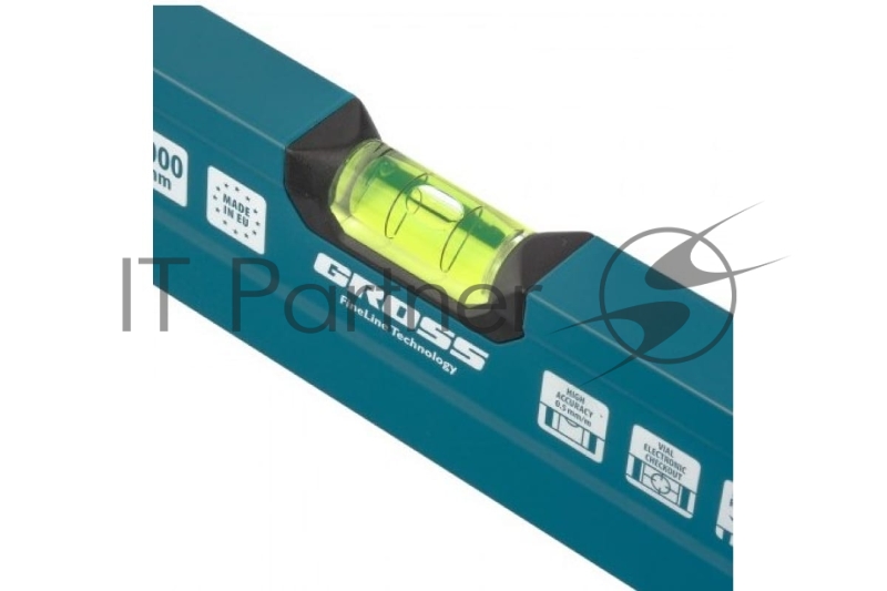 Уровень алюминиевый, 1000 мм, усиленный, рукоятки, фрезерованный, 3 глазка, магнитный// Gross