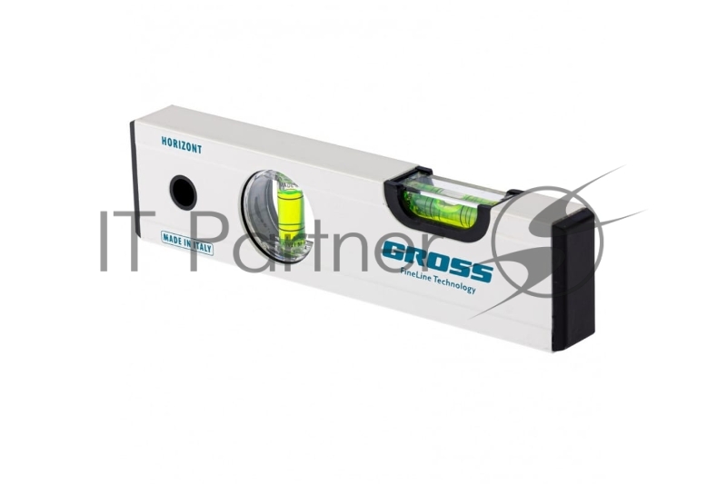 Уровень алюминиевый, 200 мм, фрезерованный, 2 глазка, магнитный// Gross