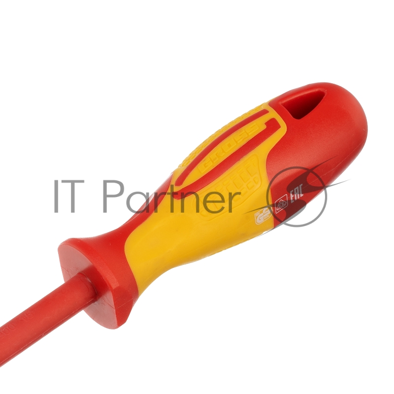 Отвертка GROSS 12945 диэлектрическая sl8х150мм crmo до 1000в двухкомпонентная рукоятка