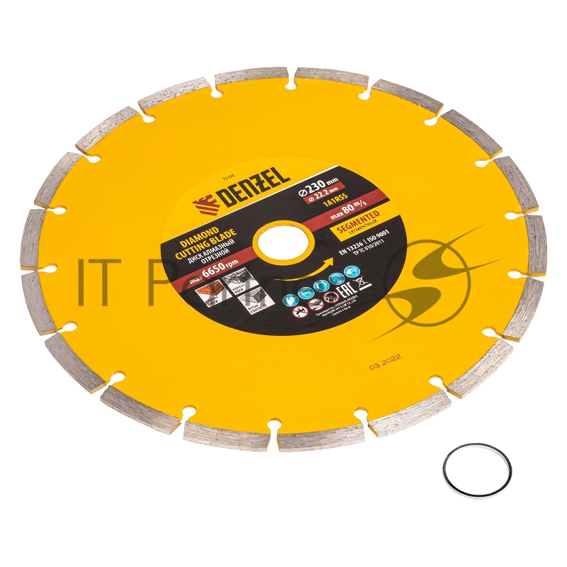 Диск алмазный отрезной ф230 х 22,2 мм, Сегментный, сухое резание// Denzel