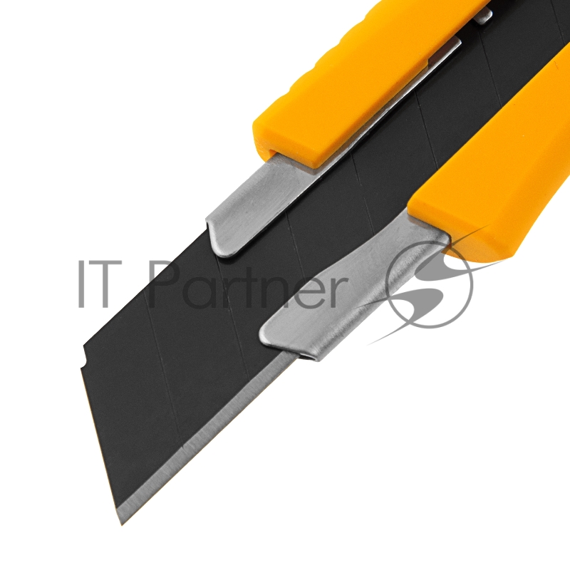 Нож, 18 мм, сменное лезвие, SK4, метал. направляющая, нажимной фиксатор// Denzel