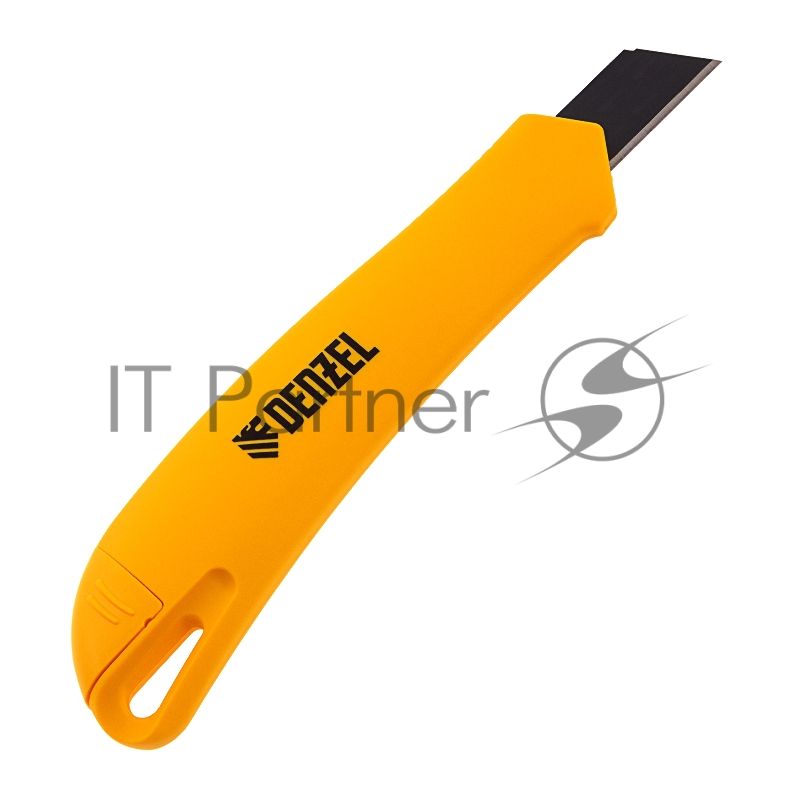 Нож, 18 мм, сменное лезвие, SK4, облегченный корпус, нажимной фиксатор// Denzel