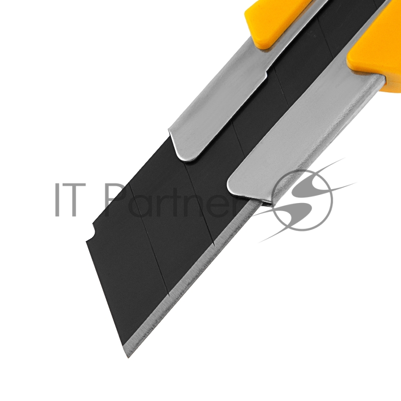 Нож, 25 мм, сменное лезвие, SK4, корпус из TPR, метал. направляющая, винтовой фиксатор// Denzel