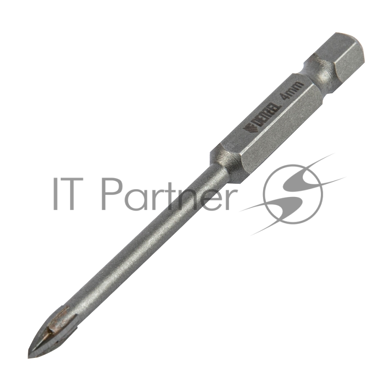 Сверло по керамической плитке 4 мм, крестовая пластина, 6-гр. хвостовик// Denzel