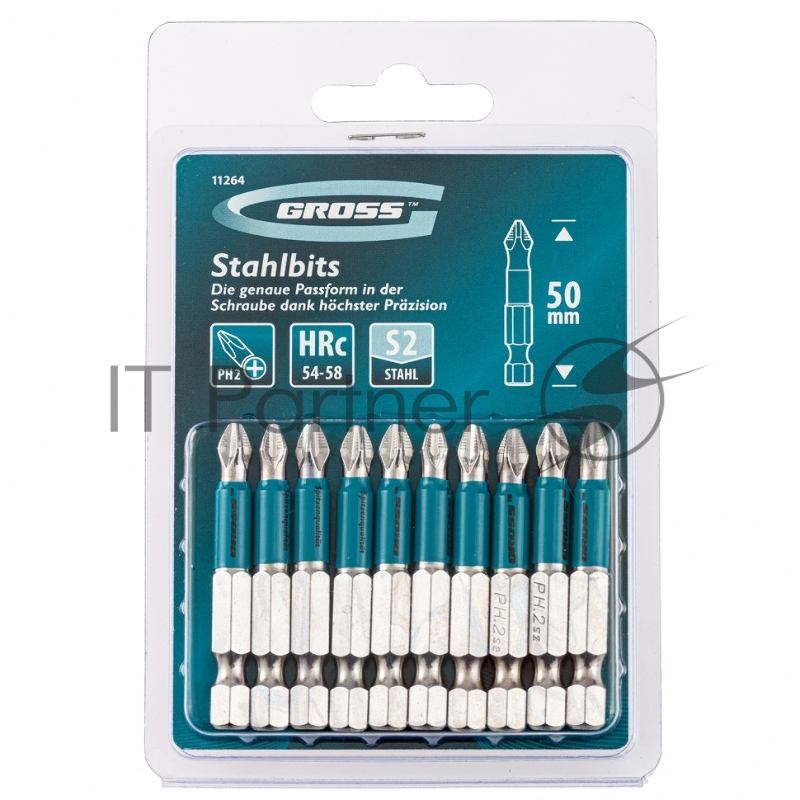Набор бит PH2х50, сталь S2, 10 шт.// Gross