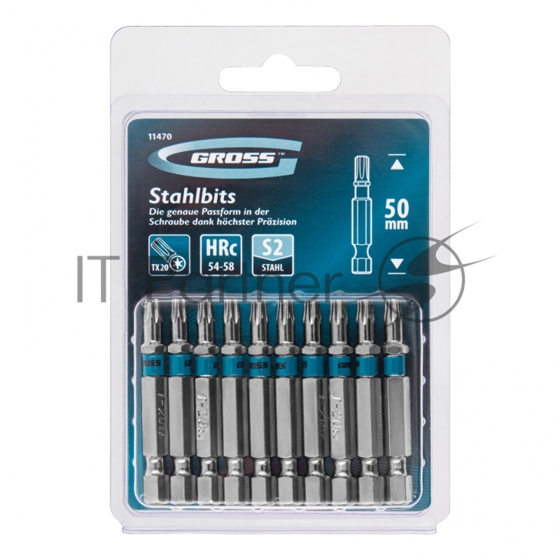 Набор бит TORX 20х50, сталь S2, 10 шт.// Gross