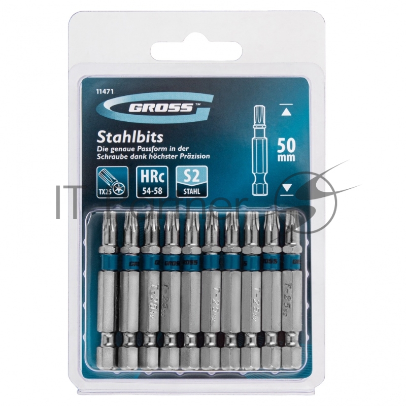 Набор бит TORX 25х50, сталь S2, 10 шт.// Gross