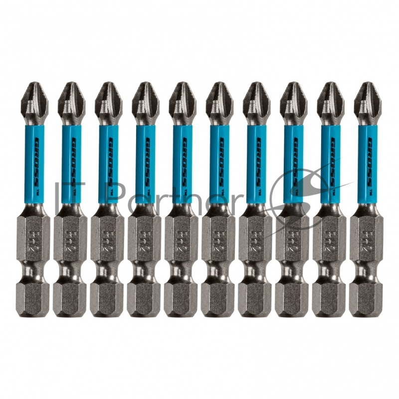 Набор бит торсионных PH2x50 мм, для ударных шуруповертов, 10 шт.// Gross