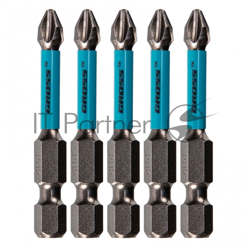Набор бит торсионных PH2x50 мм, для ударных шуруповертов, 5 шт.// Gross