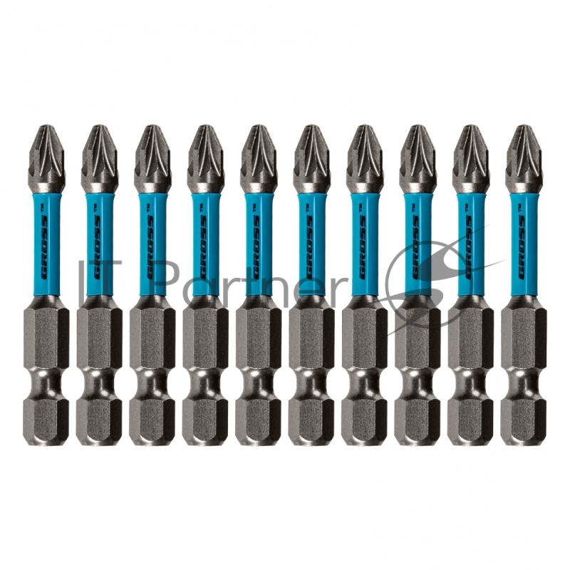 Набор бит торсионных PZ2x50 мм, для ударных шуруповертов, 10 шт.// Gross
