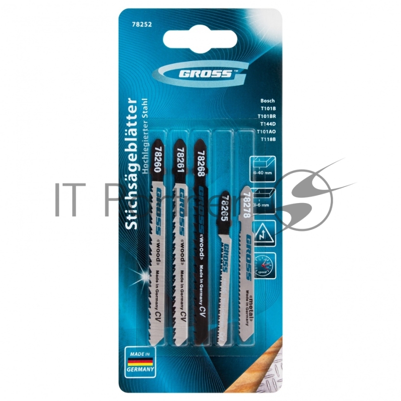 Набор полотен для электролобзика универсальный, 5шт.,// Gross