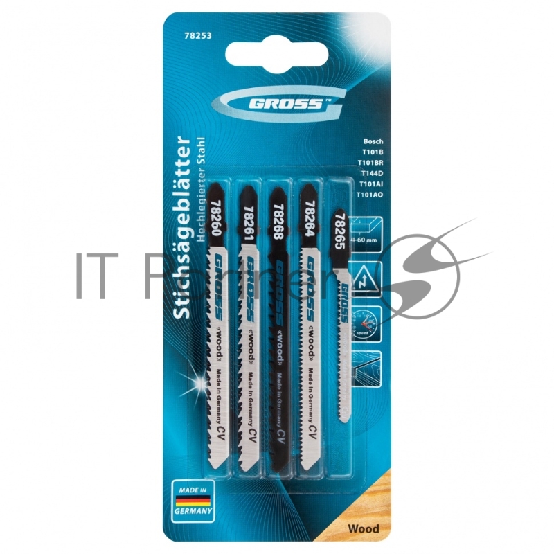 Набор полотен для электролобзика по дереву, 5шт.// Gross