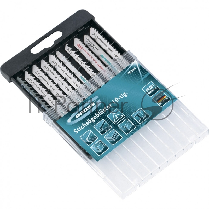 Набор полотен для электролобзика универсальный, 10шт., Profi, пластиковый кейс// Gross