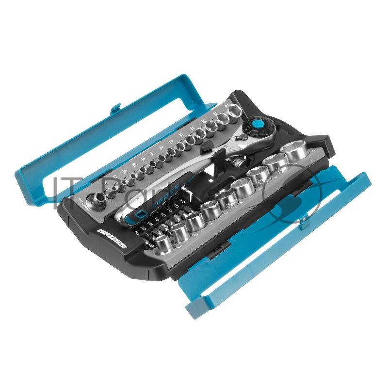 Набор торцевых головок, трещотка 120 зубьев, 41 предмет, 1/2, 1/4, CrV// Gross