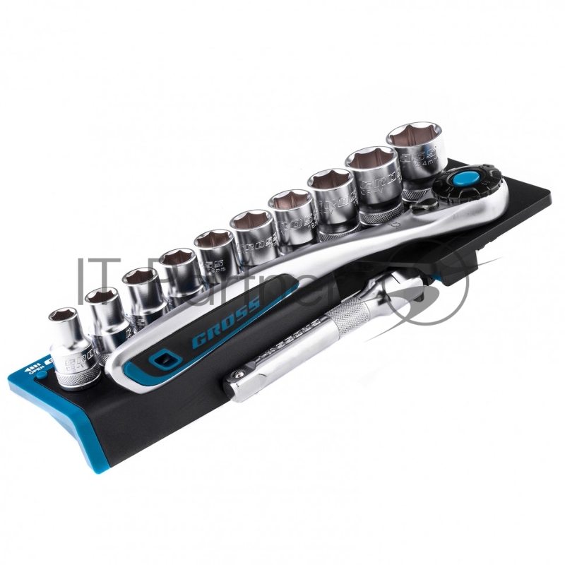Набор торцевых головок, трещотка 120 зубьев, 12 предметов, 1/2, CrV// Gross
