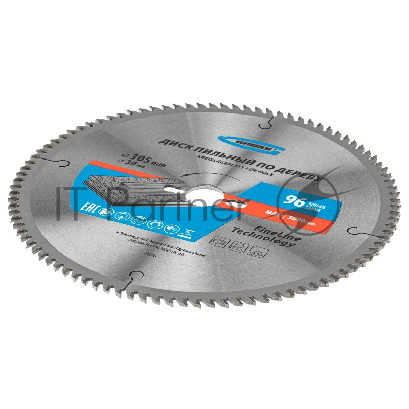 Пильный диск по дереву ф305 х 30 мм, 96 зубьев// Gross