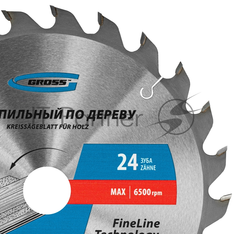Пильный диск по дереву ф250 х 32 мм, 24 зуба + кольцо 32/30мм// Gross