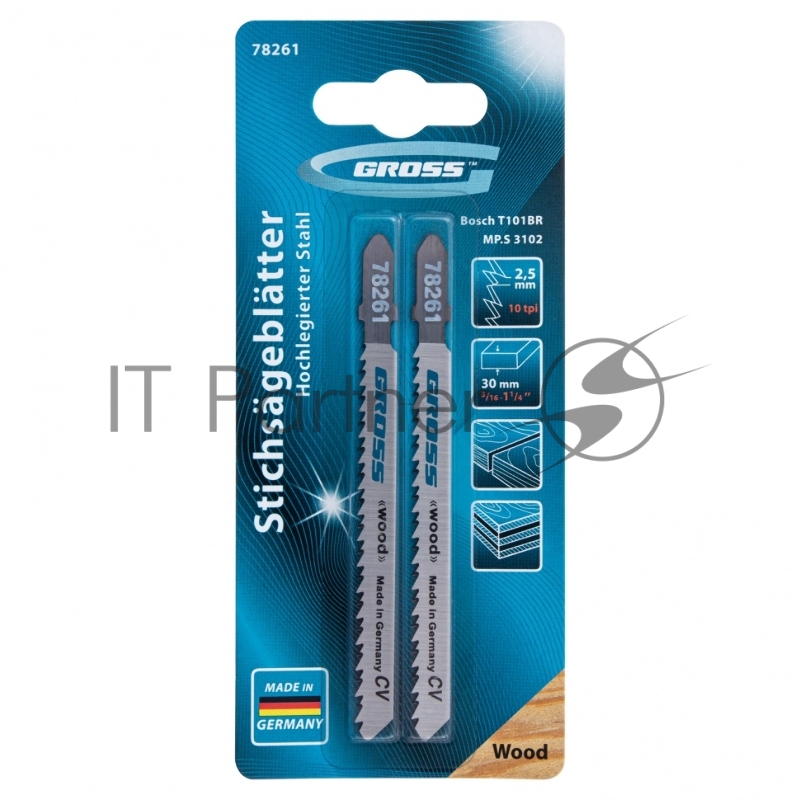 Полотна для электролобзика по дереву, 2 шт. ( 3102 - T101BR )// Gross