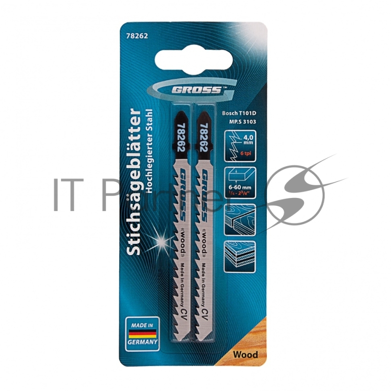 Полотна для электролобзика по дереву, 2 шт. ( 3103 - T101D )// Gross