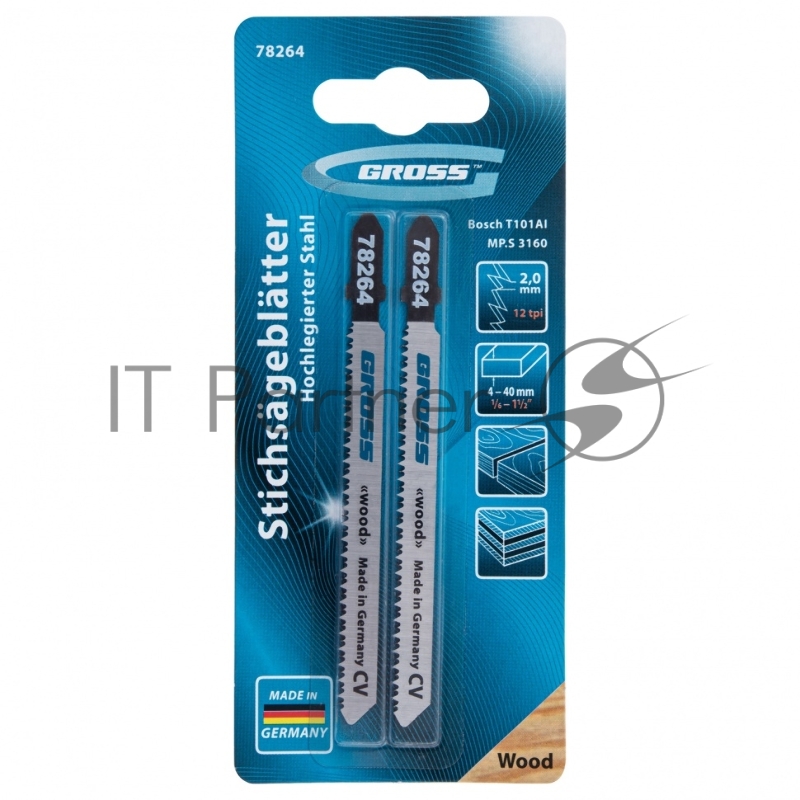 Полотна для электролобзика по дереву, 2 шт. ( 3160 - T101AI )// Gross