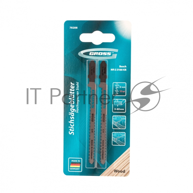 Полотна для электролобзика по дереву, двухсторонние, чист. фигурный рез, 2 шт. ( 3160 KR ) // Gross