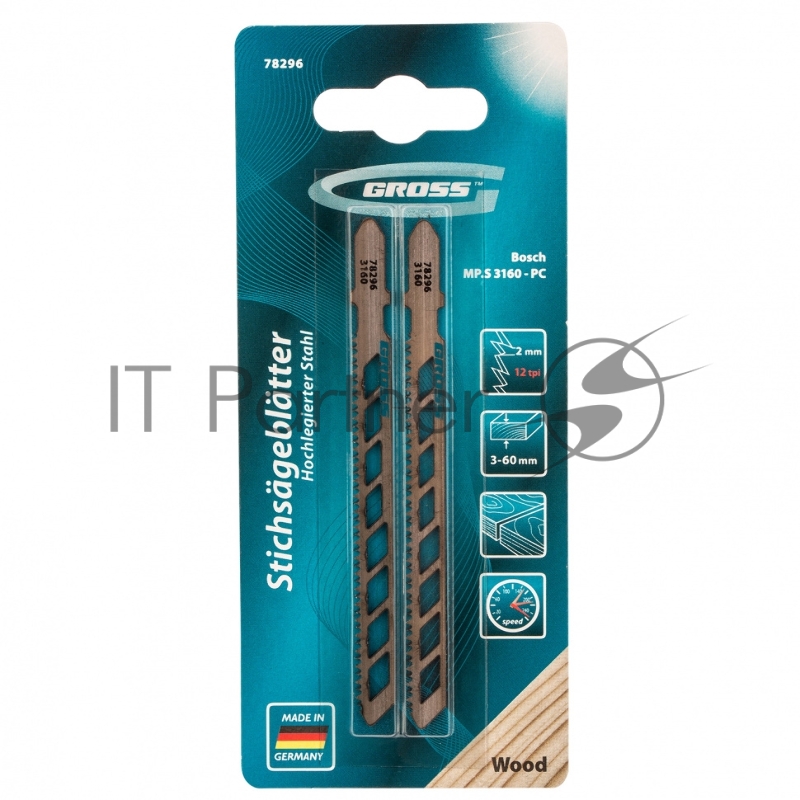 Полотна для электролобзика по дереву, улуч. чистый рез, 2 шт. ( 3160 - PC ) // Gross