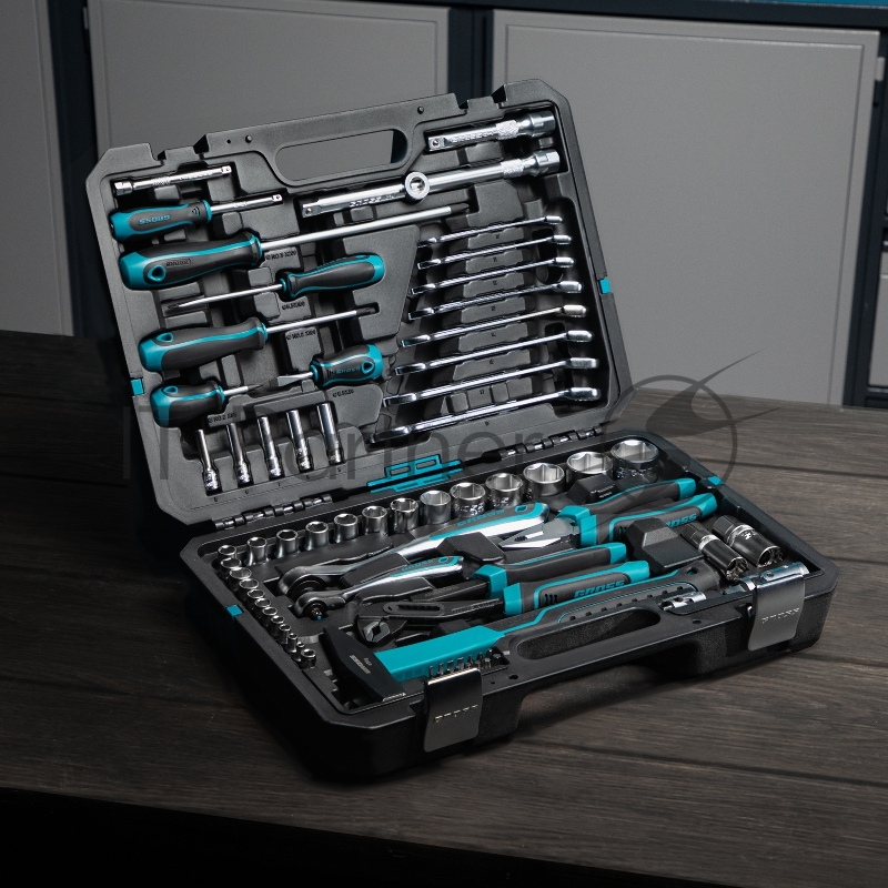 Набор инструментов 76 предметов, 120 зубьев, CrV1/4, 1/2// Gross