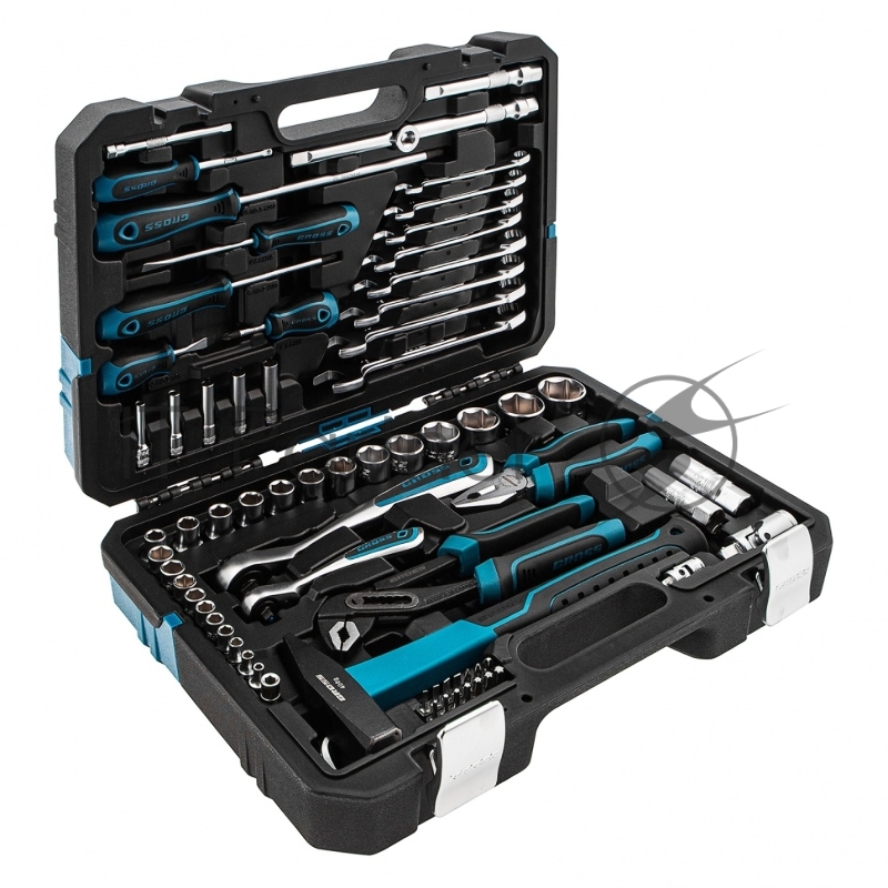 Набор инструментов 76 предметов, 120 зубьев, CrV1/4, 1/2// Gross
