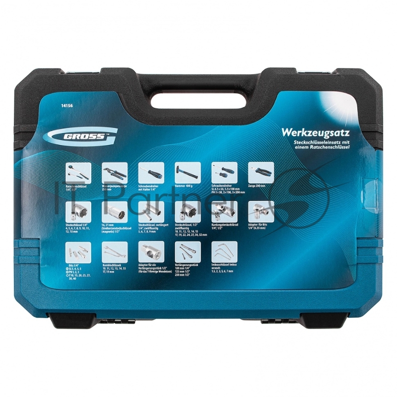 Набор инструментов 76 предметов, 120 зубьев, CrV1/4, 1/2// Gross
