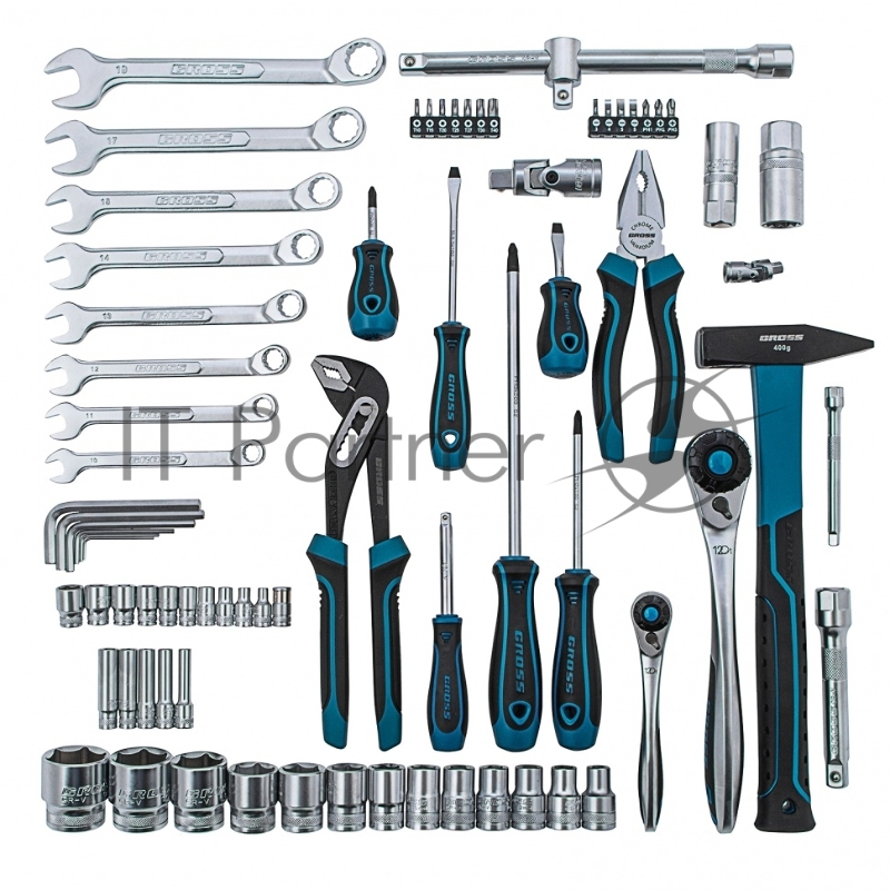 Набор инструментов 76 предметов, 120 зубьев, CrV1/4, 1/2// Gross