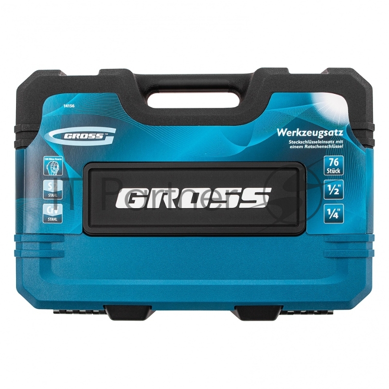 Набор инструментов 76 предметов, 120 зубьев, CrV1/4, 1/2// Gross